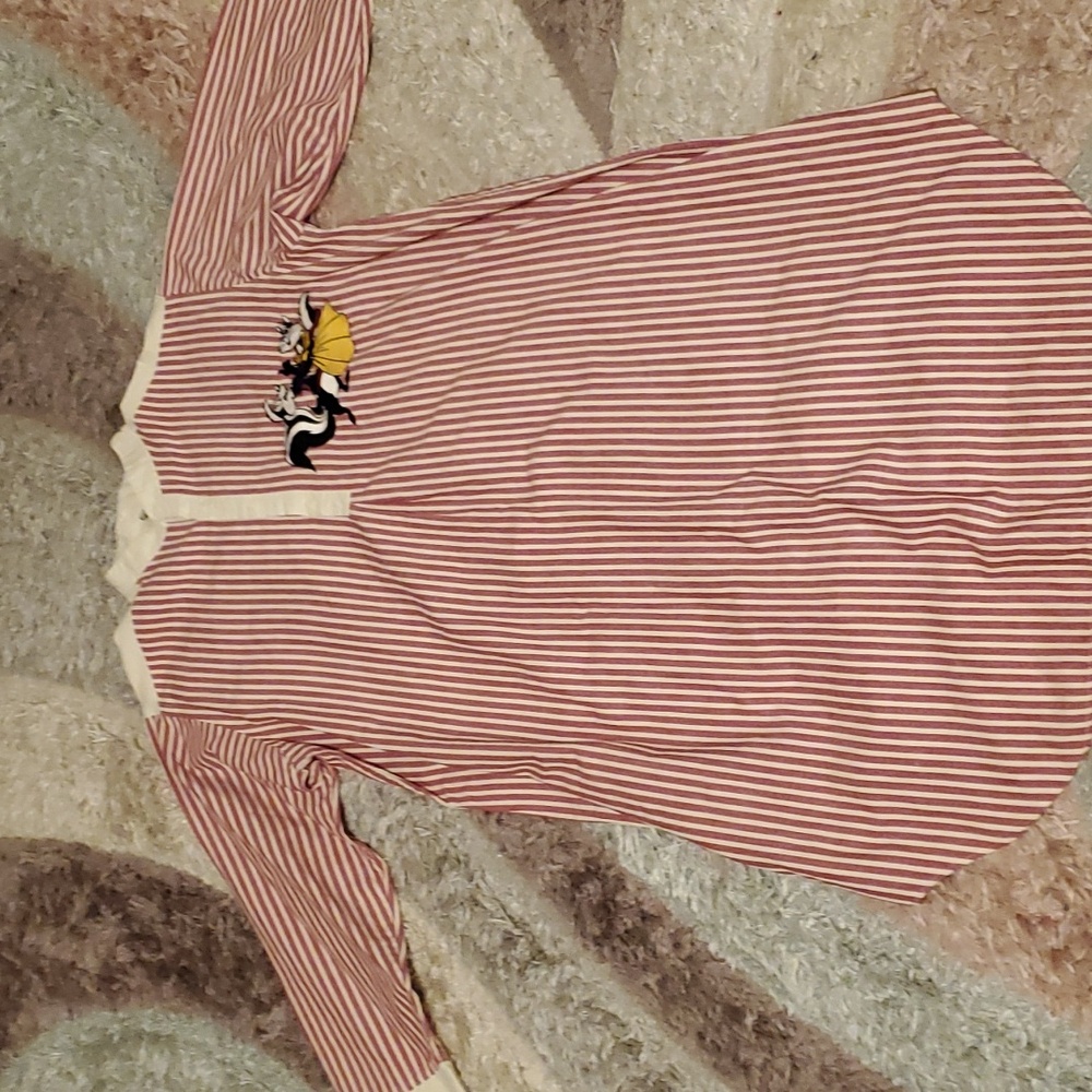 VTG Acme Clothing Womens red cream Striped  Pajamas medium
